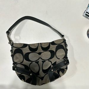 Coach bag, small, black, signature jacquard